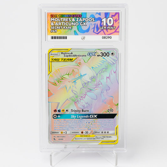 Moltres & Zapdos & Articuno 69/68 Hidden Fates ACE 10 Graded Pokémon Card