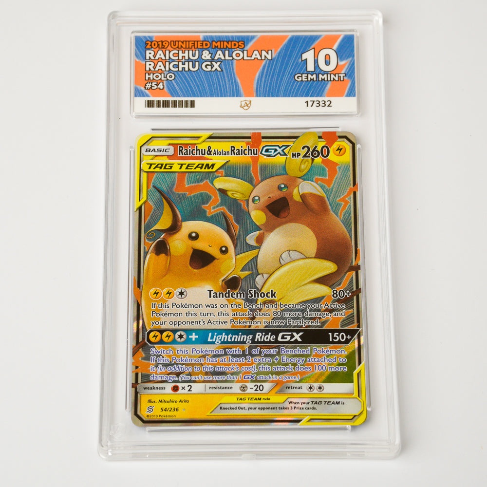 Raichu & Alolan Raichu GX 54/236 - ACE 10 Gem Mint - Pokémon Card