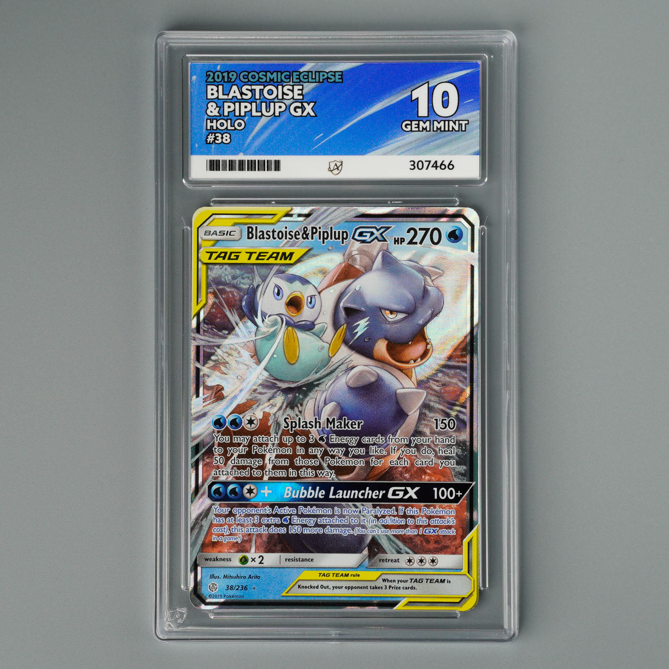 Blastoise & Piplup GX 38/236 ACE 10 Cosmic Eclipse Pokmon Card GradedX Blastoise & Piplup GX 38/236 ACE 10 Cosmic Eclipse Pokmon Card GradedX