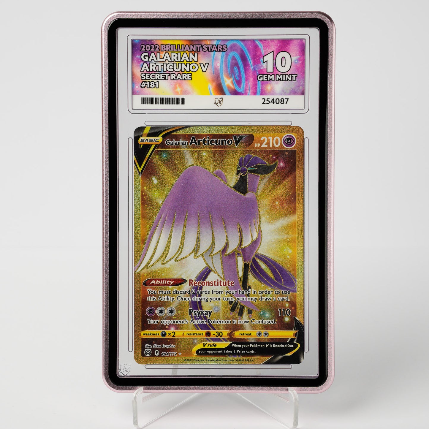 Galarian Articuno V 181/172 Brilliant Stars ACE 10 Graded Pokémon Card