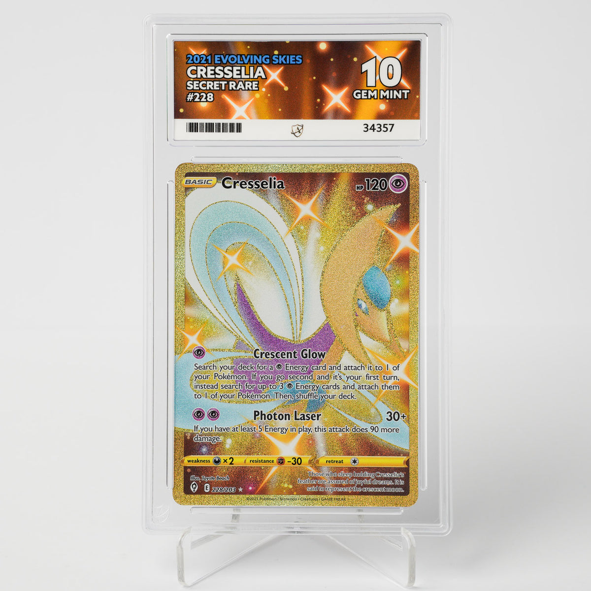 Cresselia 228/203 Evolving Skies ACE 10 Graded Pokémon Card