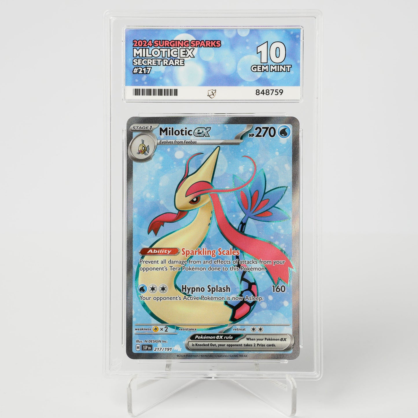 Milotic EX 217/191 Surging Sparks ACE 10 Graded Pokémon Card