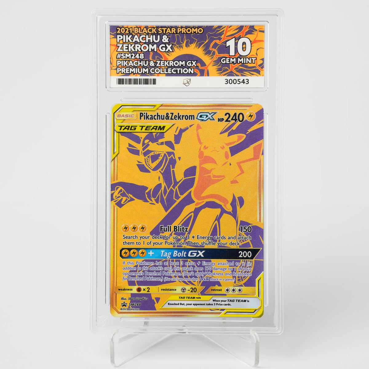 Pikachu & Zekrom GX SM248 Black Star Promo ACE 10 Graded Pokémon Card