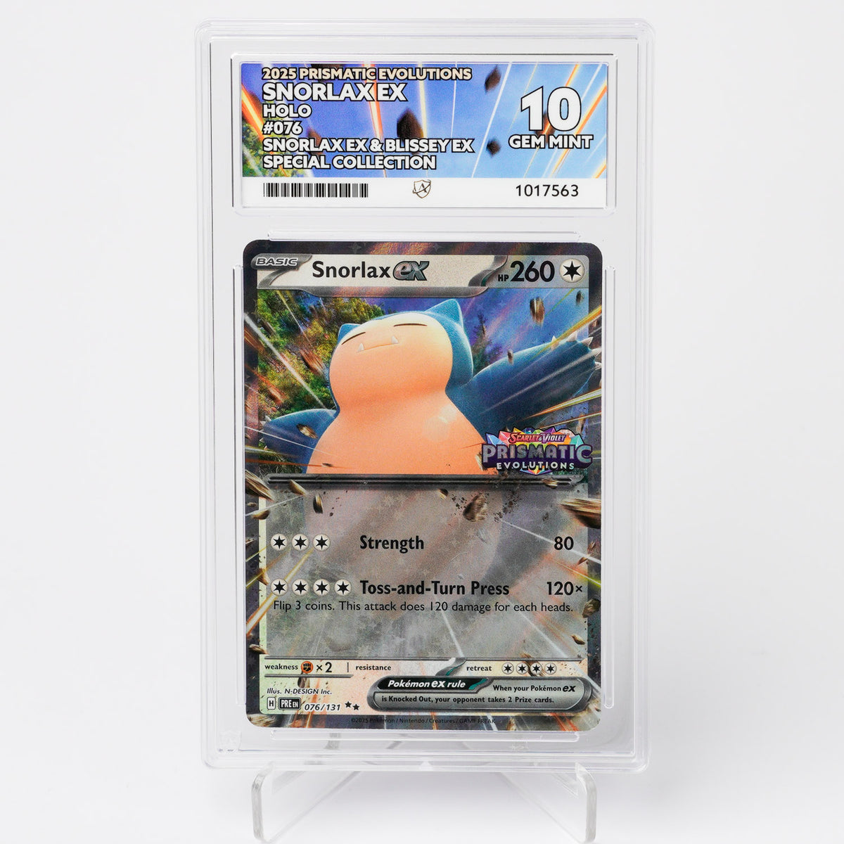 Snorlax EX 076/131 Prismatic Evolutions ACE 10 Graded Pokémon Card