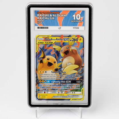 Raichu & Alolan Raichu GX 54/236 Unified Minds ACE 10 Graded Pokémon Card