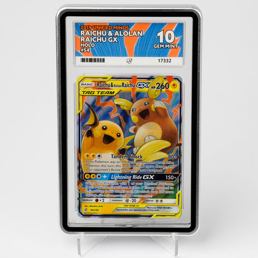 Raichu & Alolan Raichu GX 54/236 ACE 10 Unified Minds Pokémon Card