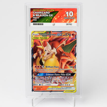 Charizard & Braixen GX 22/236 Cosmic Eclipse ACE 10 Graded Pokémon Card