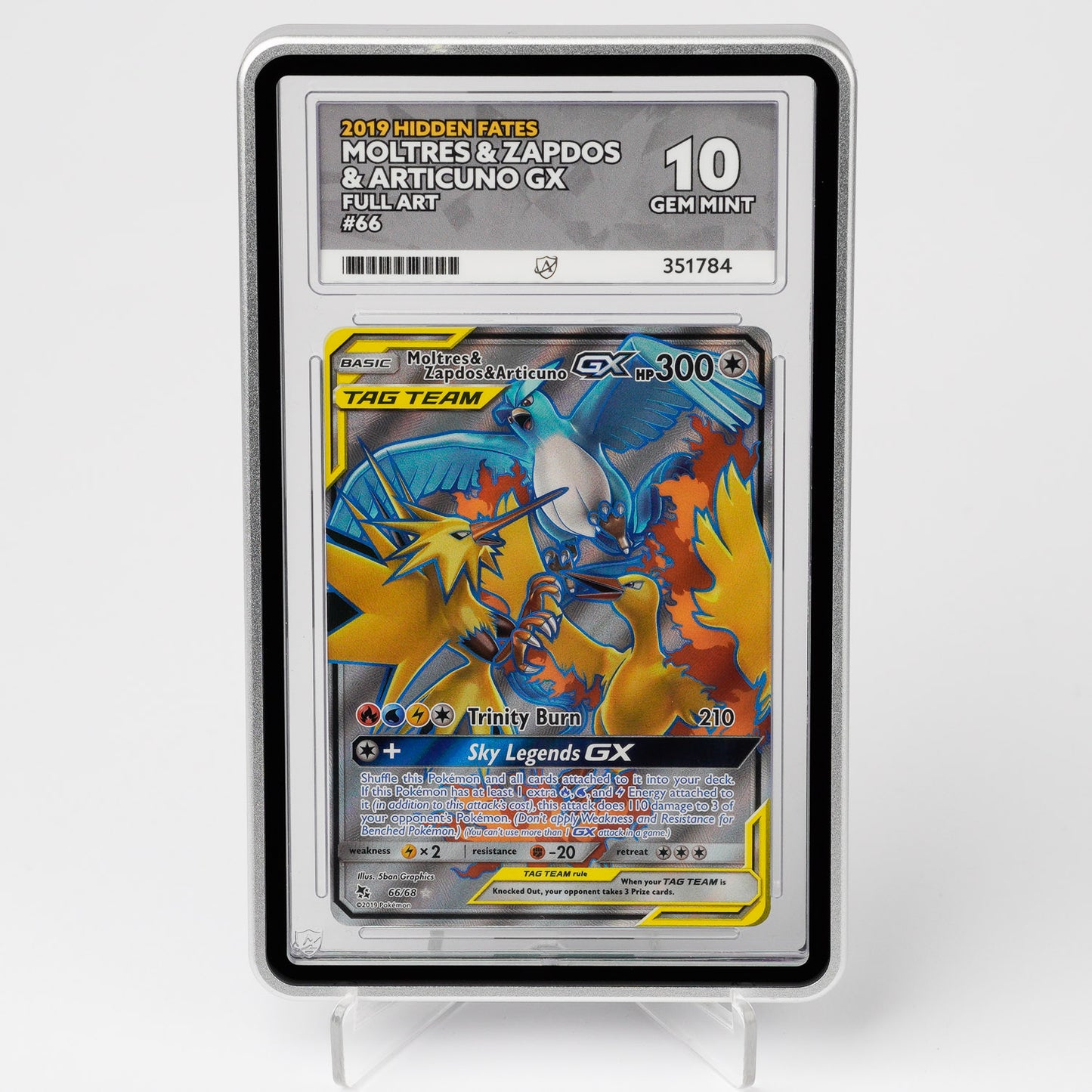 Moltres & Zapdos & Articuno 66/68 Hidden Fates ACE 10 Graded Pokémon Card