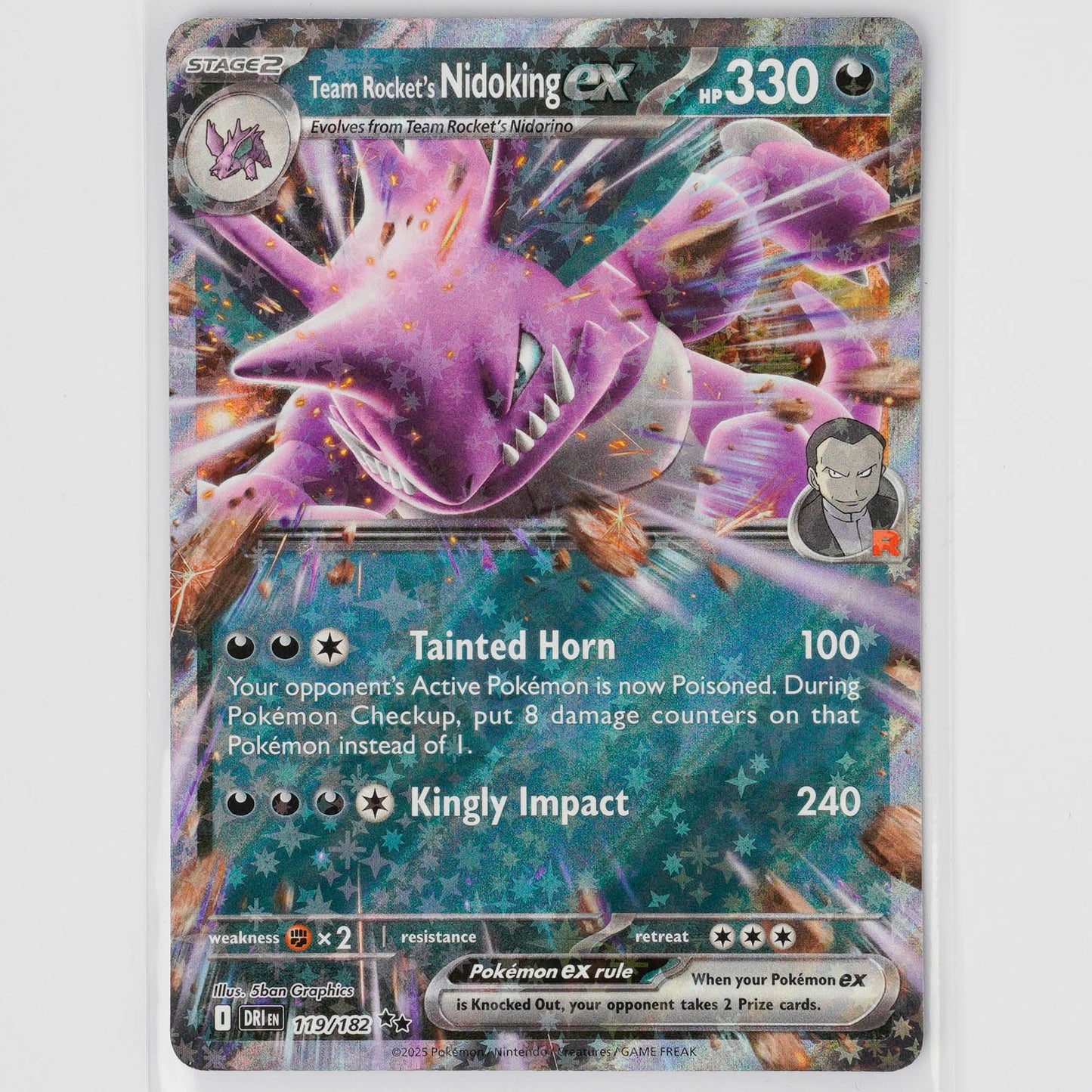 Team Rocket's Nidoking ex 119/182 Destined Rivals Pokémon Card