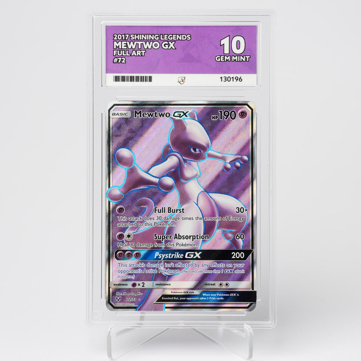 Mewtwo GX 72/73 Shining Legends ACE 10 Graded Pokémon Card
