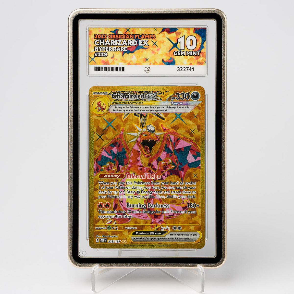 Charizard EX 228/197 Obsidian Flames ACE 10 Graded Pokémon Card