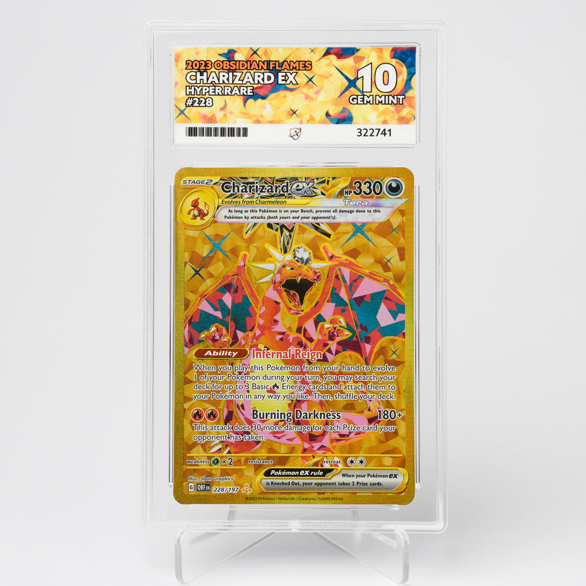 Charizard EX 228/197 Obsidian Flames ACE 10 Graded Pokémon Card