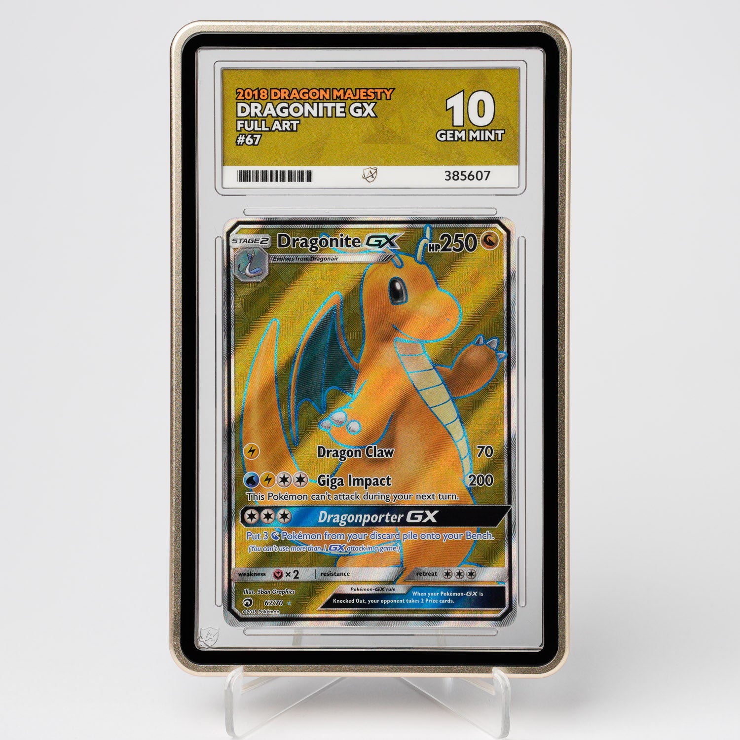 Dragonite GX 67/70 Dragon Majesty ACE 10 Graded Pokémon Card – GradedX