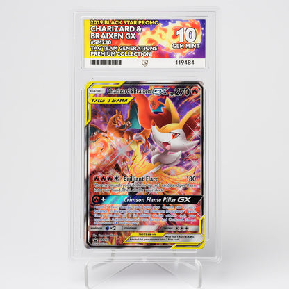 Charizard & Braixen GX SM230 Black Star Promo ACE 10 Graded Pokémon Card