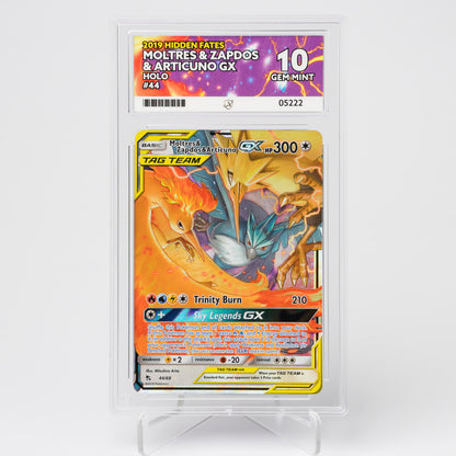 Moltres & Zapdos & Articuno GX 44/68 Hidden Fates ACE 10 Graded Pokémon Card