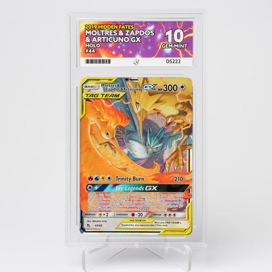 Moltres & Zapdos & Articuno GX 44/68 Hidden Fates ACE 10 Graded Pokémon Card