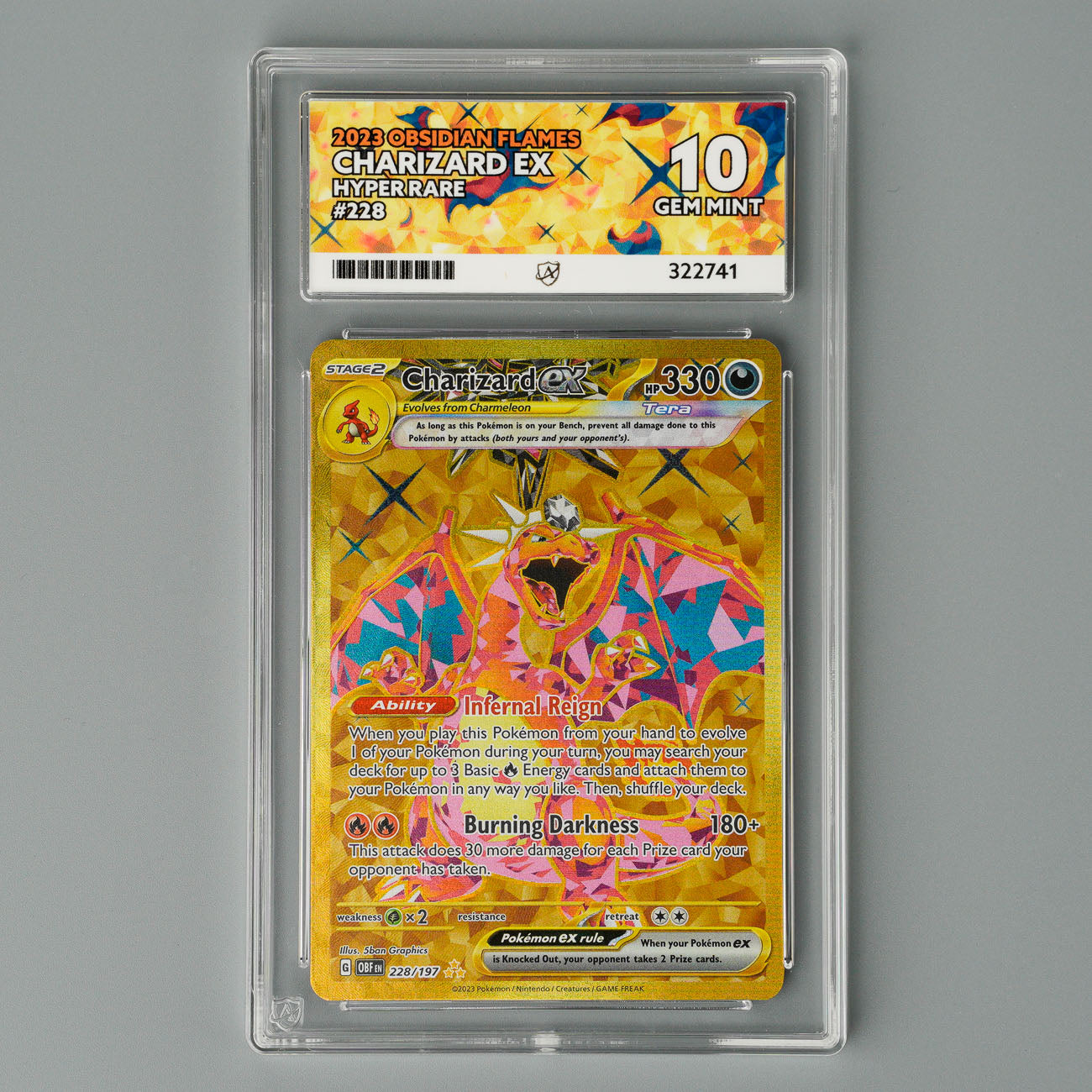 flame pokemon gold card Charizard EX 228/197 ACE 10 Obsidian Flames Pokémon Card – GradedX