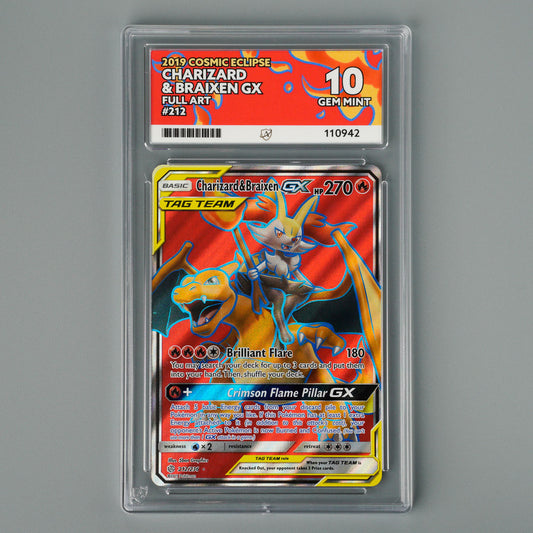 Charizard & Braixen GX 212/236 ACE 10 Cosmic Eclipse Pokémon Card