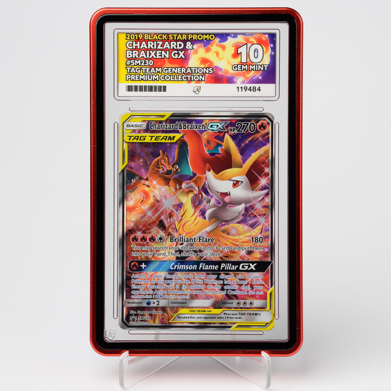Charizard & Braixen GX SM230 Black Star Promo ACE 10 Graded Pokémon Card