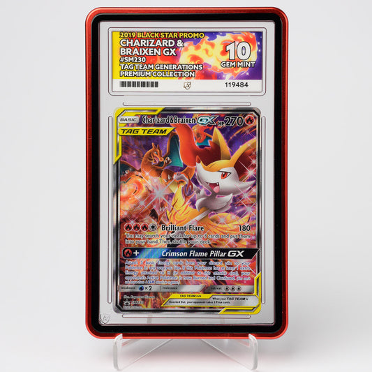Charizard & Braixen GX SM230 Black Star Promo ACE 10 Graded Pokémon Card